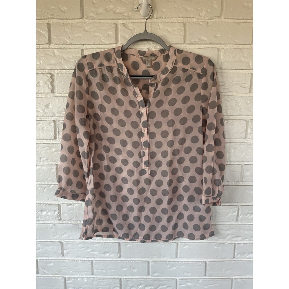 Banana Republic Blush Polka Dot Blouse XS Parisian Girl Sheer Top